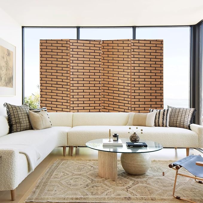Room Divider Wall Divider 6FT 4 Panels Wood Mesh Hand-Woven Indoor Room Screen - Image 7