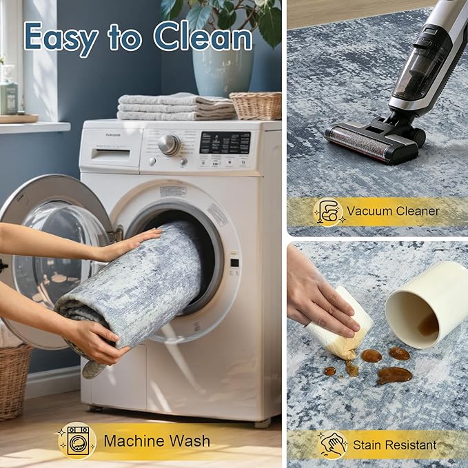 2x6 Ft Washable Runner Rug, Non-Slip Low Pile Hallway Kitchen Area Rug - Image 8