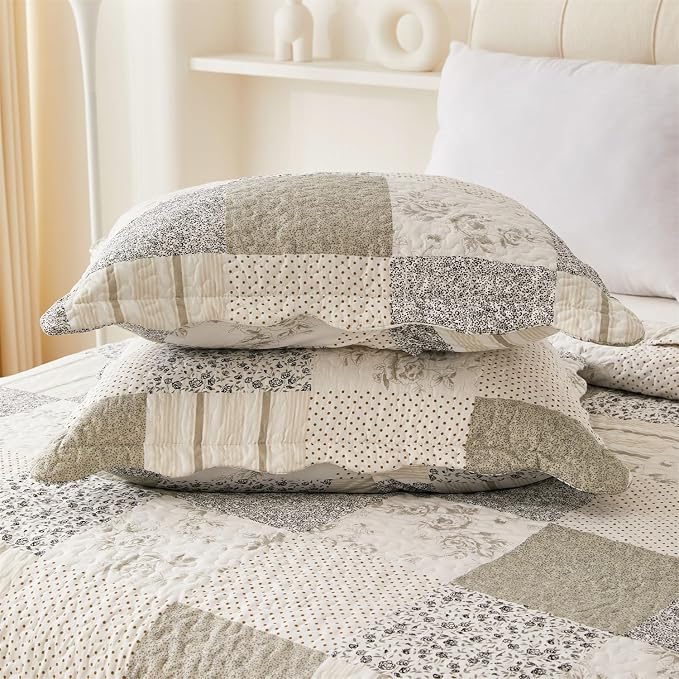 Cmfshape Summer Floral Queen Quilt Set, Reversible Quilted Bedspread - Image 7
