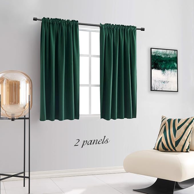 Hunter Green Blackout Thermal Insulating Window Curtain Panels - Image 2