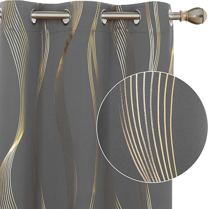 Deconovo Curtains for Living Room, Pattern Blackout Curtains 63 Inches Long | by Unknown