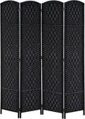 HOMCOM Room Divider 4-Panel, 6FT-Tall Folding Privacy Screen, Hand-Woven Design by HOMCOM