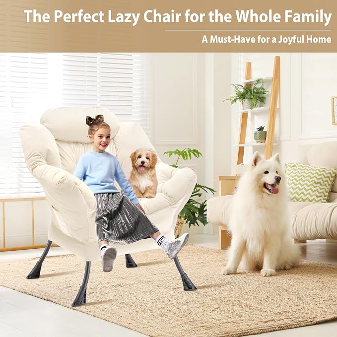 Youtanic Lazy Chair Thick Padded, Comfy Velvet Accent Lounge Chair - Image 4