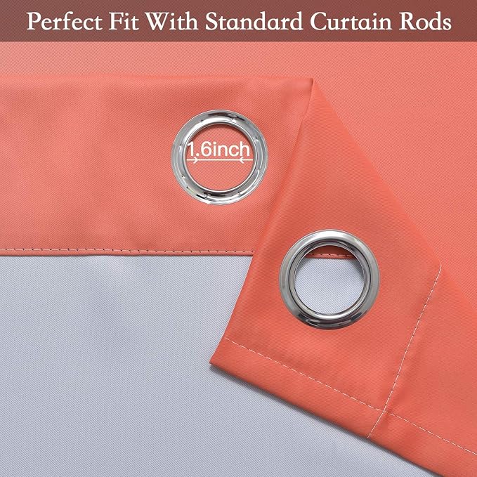 SimpleHome Ombre Coral to Grey White Curtains - Image 4
