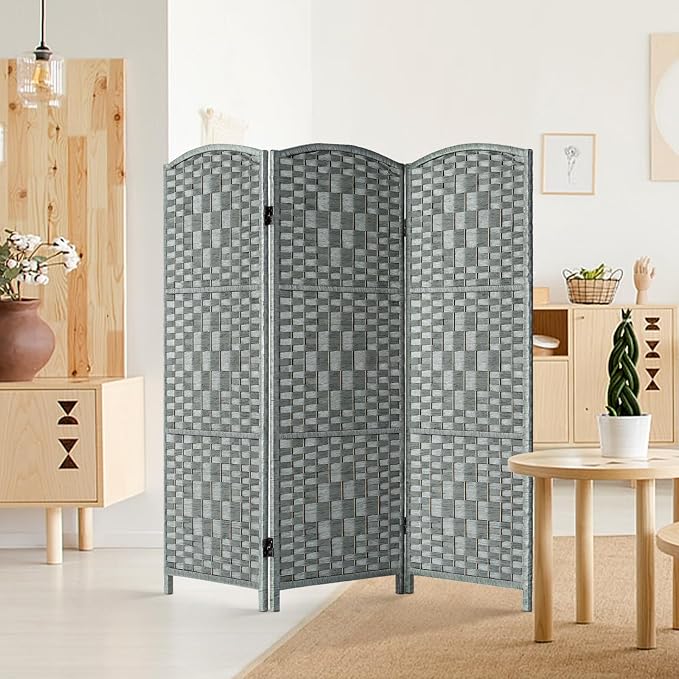 HALLYBEE Short Room Divider, Small Folding Privacy Screens, 3 Panel Grey | - Image 7