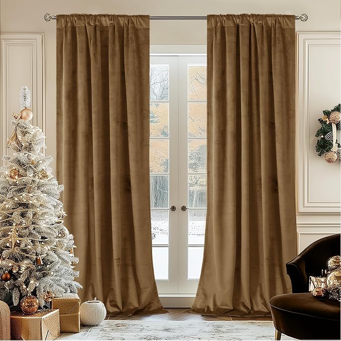 BGment Velvet Curtains for Living Room, 2 Panels, 42x84 Inch, Bronze Brown | - Image 2