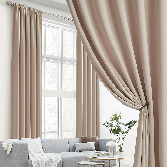 Bedroom Room Darkening Curtains Warm Taupe - Image 2