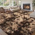 Area Rugs10x14 for Living Room, Dark Coffee Tie-Dyed Large Shaggy Plush Rugs | by Junhejiamei