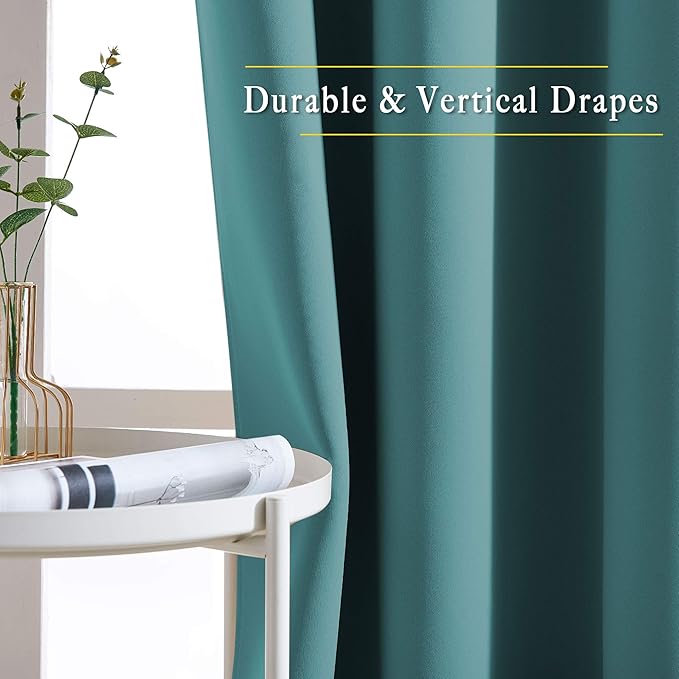 NICETOWN Sea Teal Blackout Doorway Curtains 78 inch Length 2 Panels, Grommet - Image 5