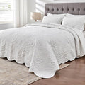 Kingnex Oversized King Bedspreads 128x120 Pure White | Lightweight, Extra Wide by Kingnex