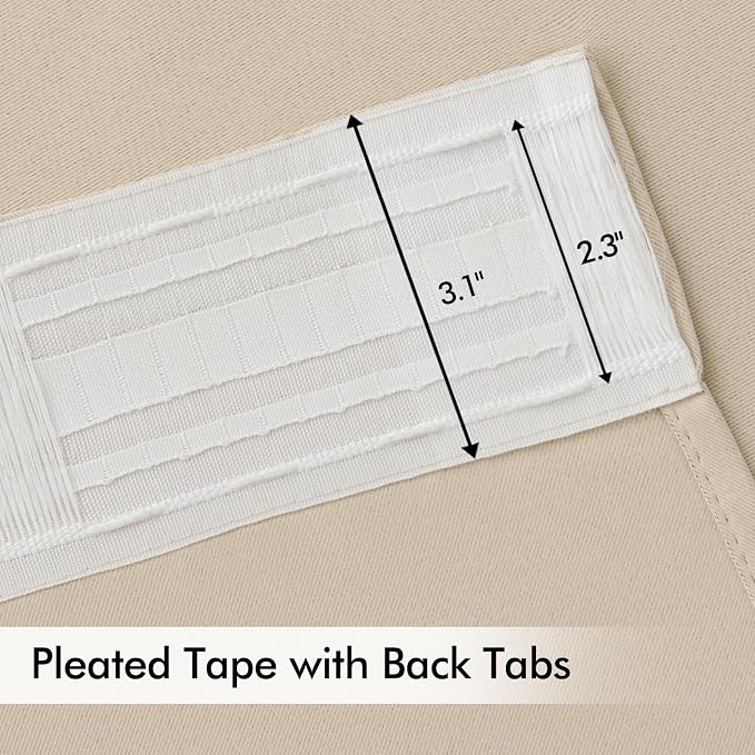 MIULEE Cream Beige Back Tab Blackout Curtains 52x72 Inches Long 2 Panel Set | - Image 4