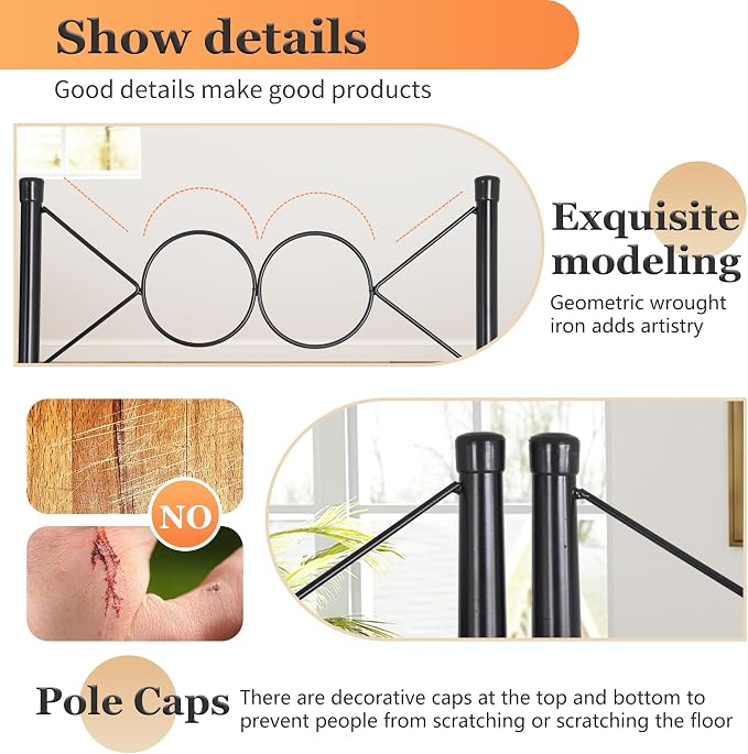 PayLessHere 4 Panel Room Divider 6FT Steel Frame Screen Folding Privacy Divider - Image 3