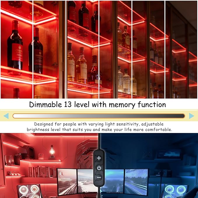 Red Led Lights Strip Valentines Galentines Day Decorations for Home Party Office Rope Lights Easy DIY Bedroom Cuttable Strip Lights for Baby Room Bathroom Living Room Ceiling Wall Vanity Mirror