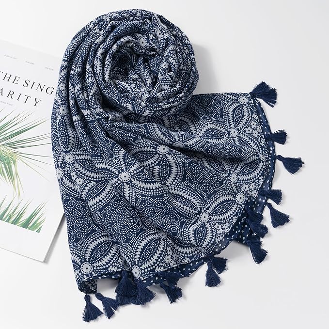 Scarf for Women Lightweight Soft Floral Leopard Printed Scarves Fall Winter Fashion Shawl Wrap with Fringe