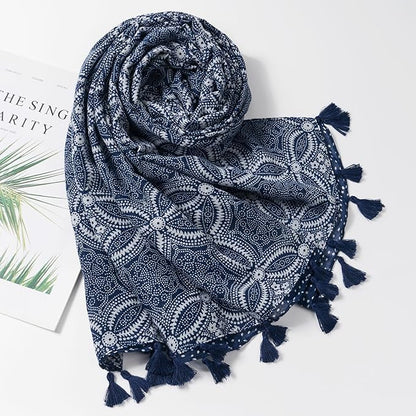 Scarf for Women Lightweight Soft Floral Leopard Printed Scarves Fall Winter Fashion Shawl Wrap with Fringe