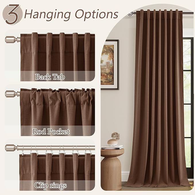 100% Blackout Curtains 72 Inch Length 2 Panels Set - Image 6
