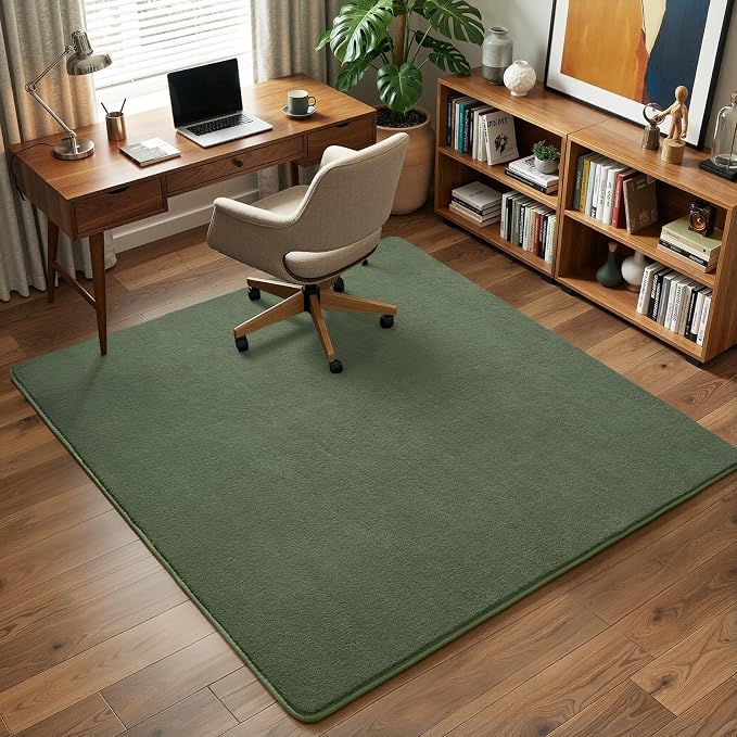 4x4 Square Area Rugs for Bedroom Living Room, Sage Green Fluffy Rug | Thickened - Image 8