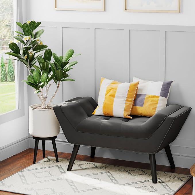 Upholstered Tufted Small Cute Bench Ottoman - Image 3