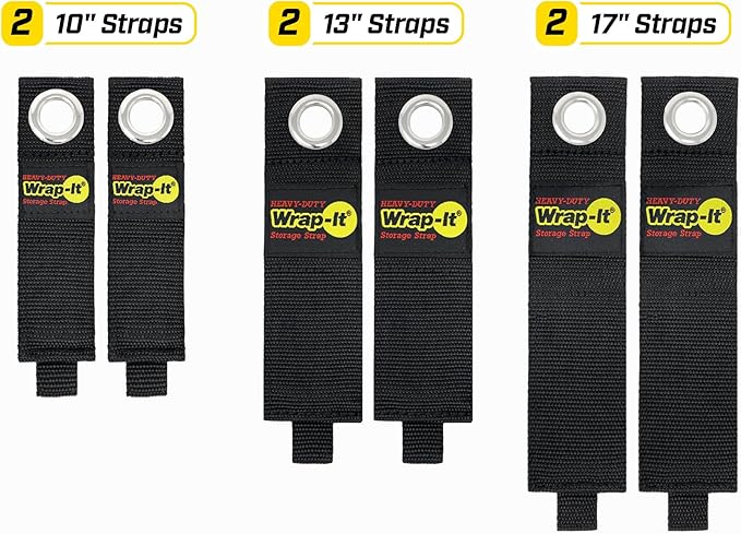 Heavy-Duty Wrap-It Storage Straps (Assorted 6 Pack) - Garage Storage Extension Cord Organizer, Cable Straps for RV Accessories