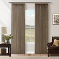 Latte 80 Inch Pinch Pleated Linen Blackout Curtains by Twodrapes