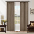 Latte Pleated Linen 100% Blackout 84 Inch Curtains by Twodrapes