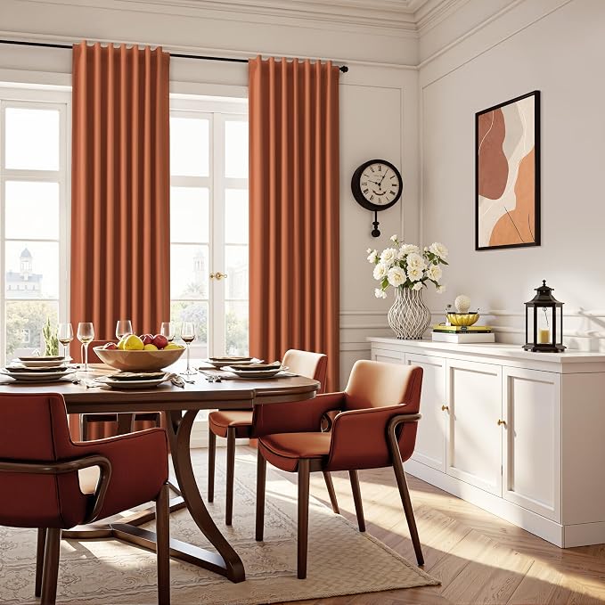 Terracotta Linen 100% Blackout Curtains - Image 6
