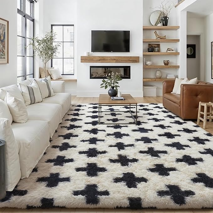 Soft Shag Rug 6x9 for Living Room High Pile Non-Slip Fluffy Carpet | Machine by PureCozy