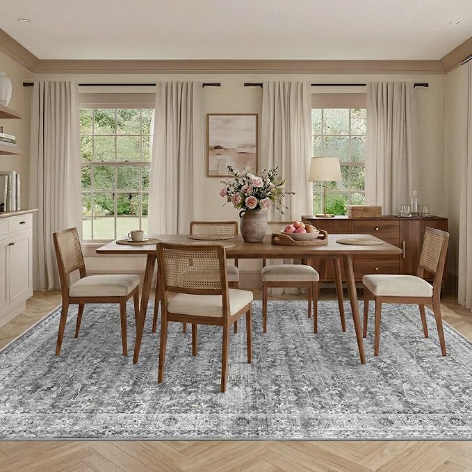 Latte&Fog 8x10 Area Rugs for Living Room Netural Washable Large Grey Rugs | for - Image 4