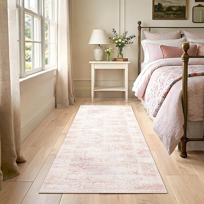 Latte&Fog Hallway 2x6 Runner Rug Non Slip Washable Pink Rugs - Image 4