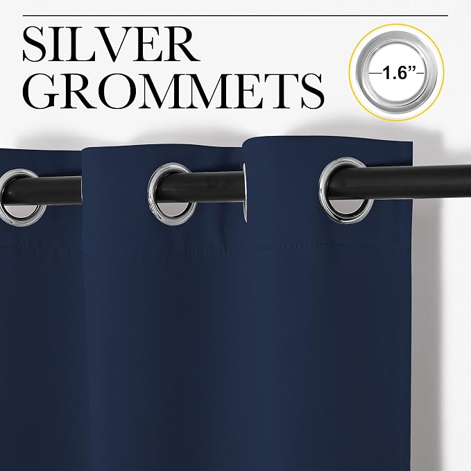 NICETOWN Navy Blackout Curtains 120" Long - Image 3