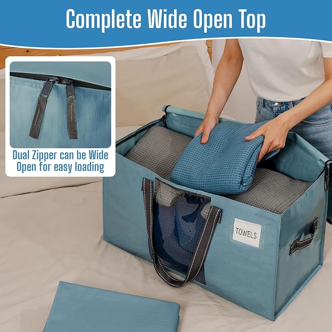 VENO Moving Bags, Wide Open Top, Light Blue, 4 Pack | Moving boxes Alternative - Image 2