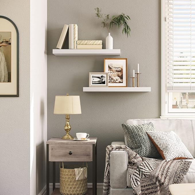 HOOBRO Floating Shelves for Wall, Wall Mounted Shelf Set of 2, 23.6" Hanging - Image 2