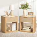 Night Stand Set of 2, 23.11" W Rattan Nightstand by LogMith