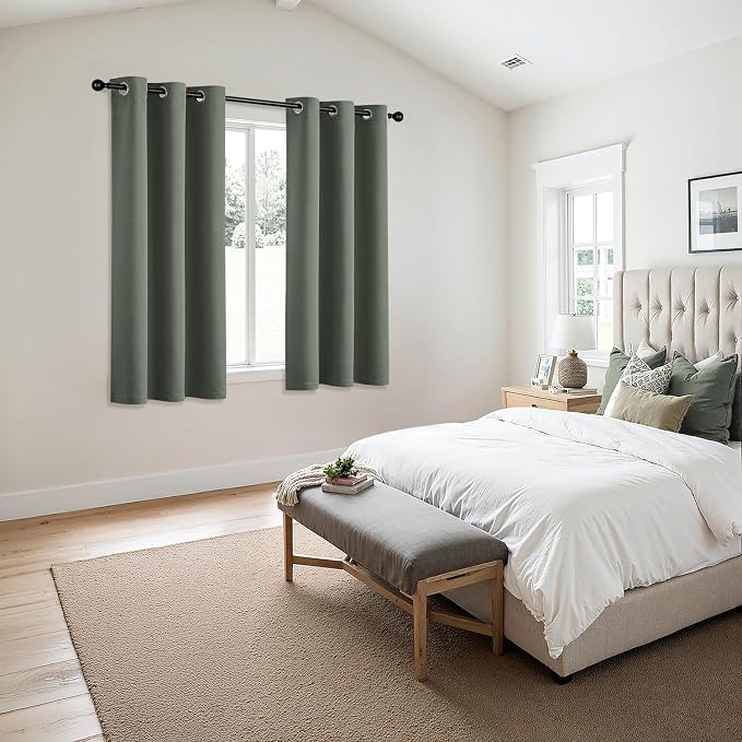 MIULEE Blackout Curtains for Bedroom 2 Panel 40 x 45 Inch Long Dark Mallard | - Image 6