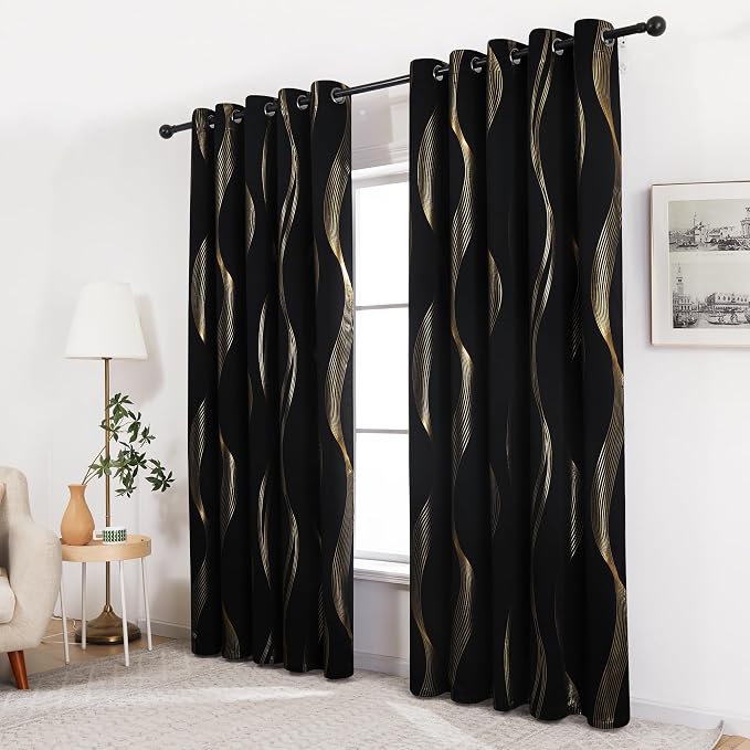 Deconovo Curtains for Living Room, Pattern Blackout Curtains 95 Inches Long | - Image 5