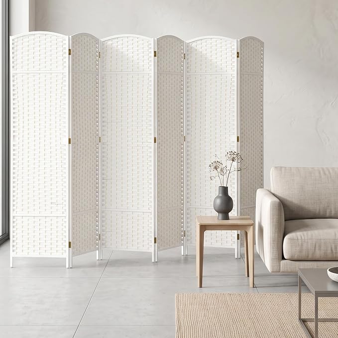 HOMCOM Room Divider Folding Privacy Screen 5.6' Tall Home Office White | - Image 8