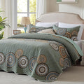 3 Pieces King Size Olive Green Quilt Set Lightweight Oversized Bedspread by LEAONME