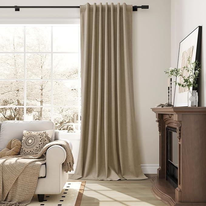 Khaki Linen 100% Blackout Curtains - Image 4