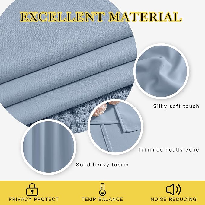NICETOWN Vintage Blue Blackout Curtains 108 inches Long - Image 3