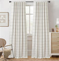 DriftAway 100% Blackout Plaid Linen Curtains 96 Inches Long 2 Panels Gray | by DriftAway
