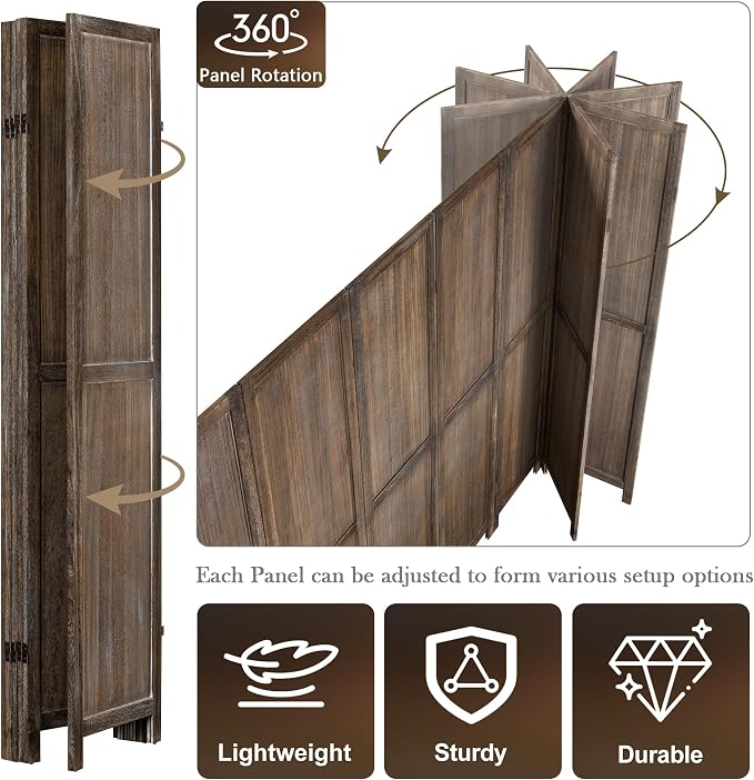 WelFurGeer 6 Panel Room Divider Screen - Image 5