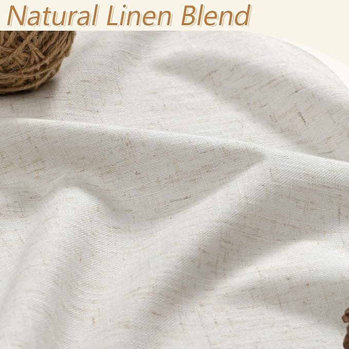 100% Blackout Linen Curtains for Bedroom 96 inches Long, Thermal Insulated Room - Image 3