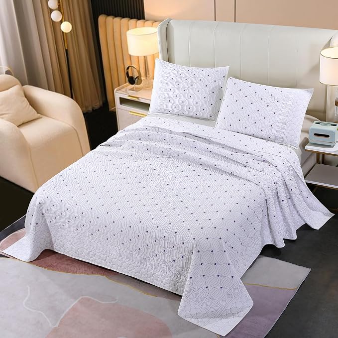 ROOMLIFE Quilt Set Full Size 3D Floral Embroidery Pattern 3-Piece Cotton - Image 8