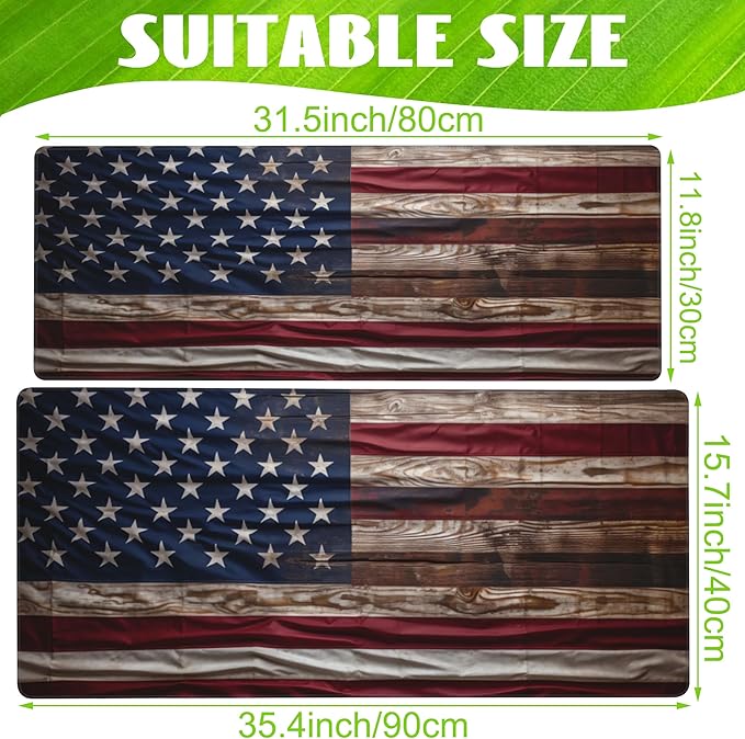 Eflxamz Large Gaming Mouse Pad for Desk,Wooden American Flag Desk Mat,Wooden USA Flag Desk Pad,Extended Big Computer Keyboard Mouse Pad with Non-Slip Base and Stitched Edge,31.5"x11.8"