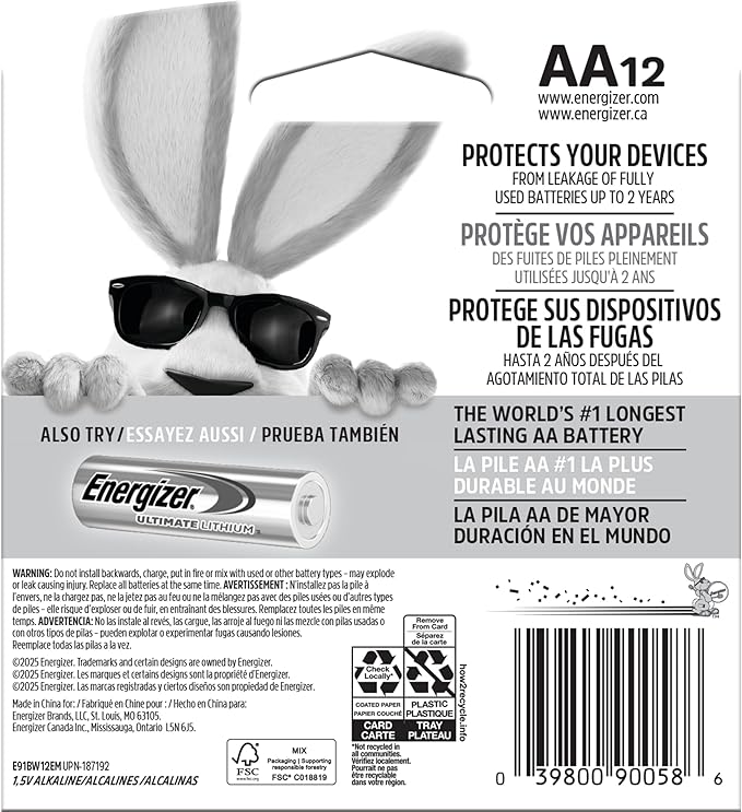 Energizer MAX AA Batteries, 12 Pack, Double A Alkaline Batteries