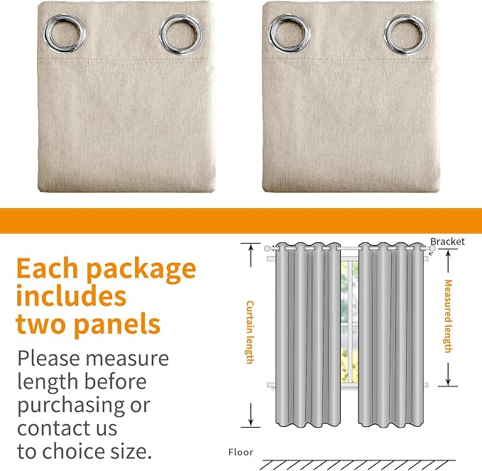 YoungsTex Oatmeal Linen 100% Blackout Curtains 96 Inch Length - Image 7