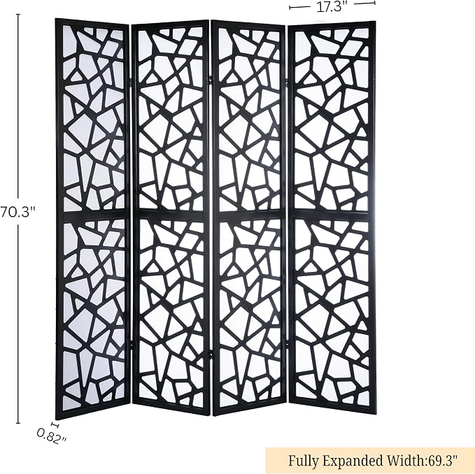 Roundhill Furniture Giyano 4 Panel Screen Room Divider - Image 7
