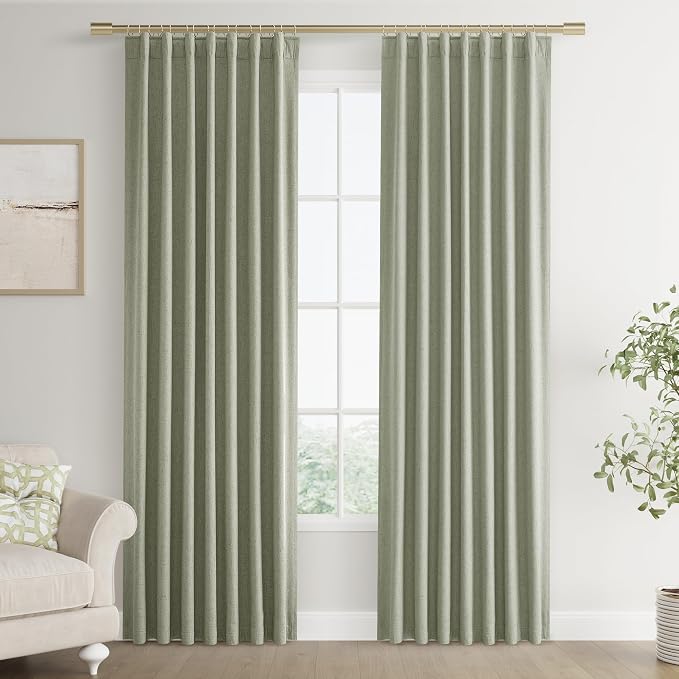 Joywell 100% Blackout Linen Curtains 90 Inches Long by Joywell