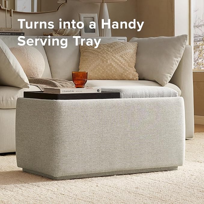 mopio Levi Storage Bench with Reversible Tray, Modern Storage Coffee Table - Image 5