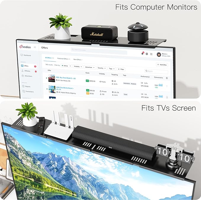 Soundbar Mount, No Drilling Steel TV Top Shelf Fits Most of Sound Bars Up to 15 Lbs, Universal Sound Bar TV Mount Bracket, Sound Bar Stand Compatible with Samsung, Sony, LG,Bose, 16.9x4.7inch